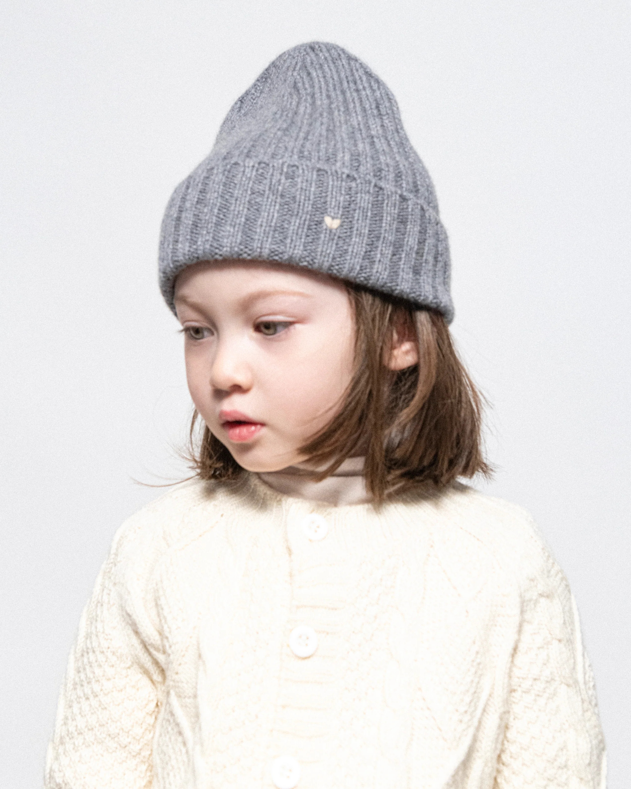 The Kids Rib Beanie – Grey Melange | LǍOLAO STUDIOS