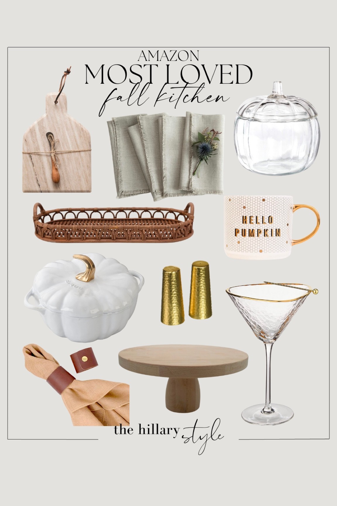 Amazon most loved fall kitchen!

Marble cheese board. Napkins. Pumpkin jar. Mug. Martini glass. Cake stand. Salt and pepper shakers. Napkin rings. Pumpkin cocotte. Woven tray. Amazon home. Amazon kitchen. #founditonamazon

#LTKsalealert #LTKhome #LTKstyletip
