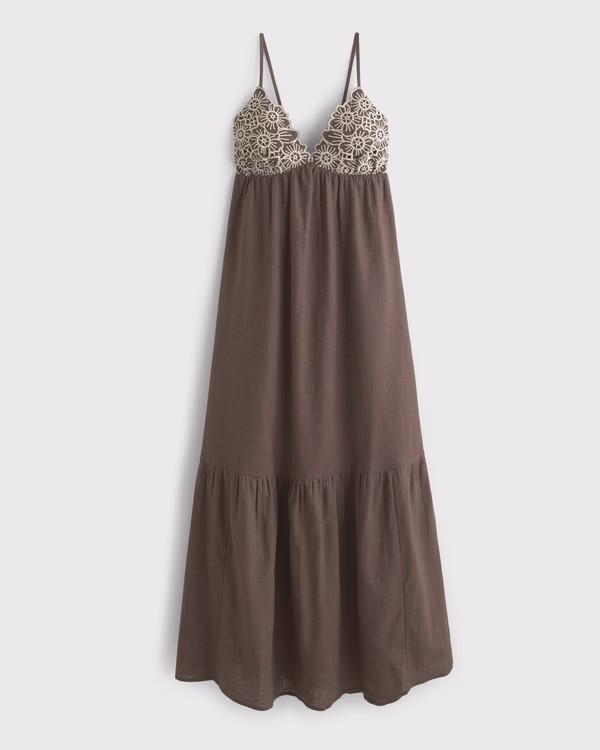 Women's Bra-Free Clasp-Back Cutwork Flowy Maxi Dress | Women's Dresses & Jumpsuits | Abercrombie.... | Abercrombie & Fitch (US)