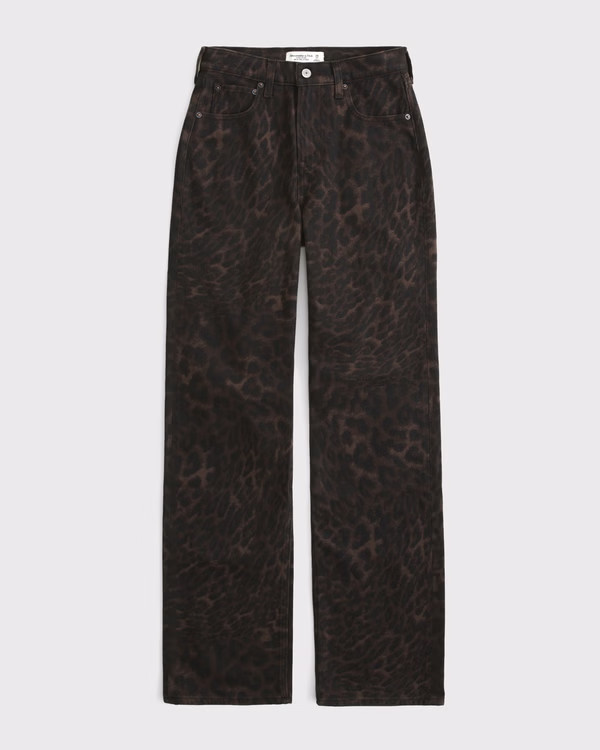 Women's High Rise 90s Relaxed Leopard Print Jean | Women's Bottoms | Abercrombie.com | Abercrombie & Fitch (US)