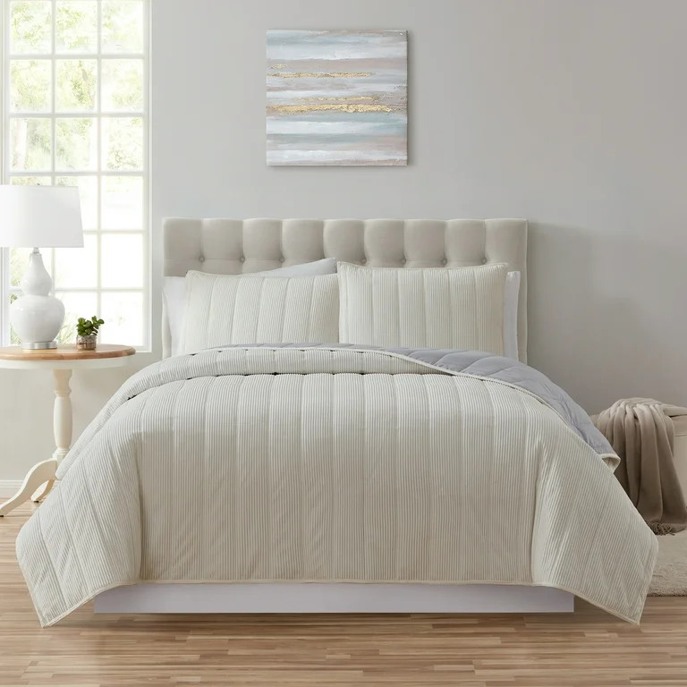 Mainstays White Corduroy Reversible Quilt, King - Walmart.com | Walmart (US)