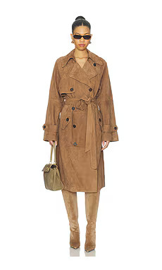 L'Academie By Marianna Dara Suede Trench Coat in Toffee from Revolve.com | Revolve Clothing (Global)