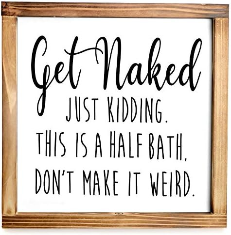 Get Naked Sign - Funny Modern Farmhouse Decor Sign, Cute Guest Bathroom Decor Wall Art, Rustic Ho... | Amazon (US)