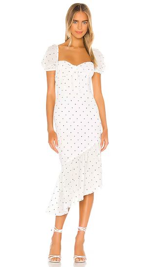 Privacy Please Mackenzie Midi Dress in White & Black Dot from Revolve.com | Revolve Clothing (Global)