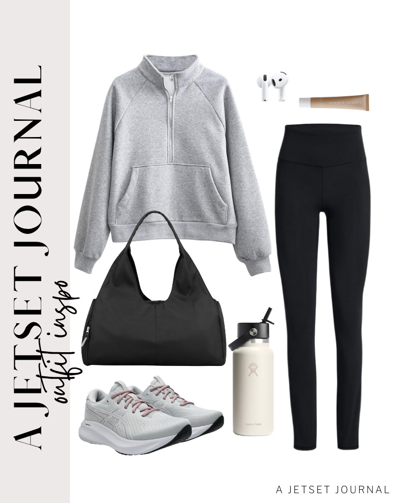For our final look, we have leggings and a half-zip cropped pullover from AUTOMET. You can pull off this cozy fit with these cool running shoes. Pair these Apple wireless earbuds with a Hydro Flask water bottle to complete your look.


#LTKSeasonal #LTKSaleAlert #LTKTravel 

 