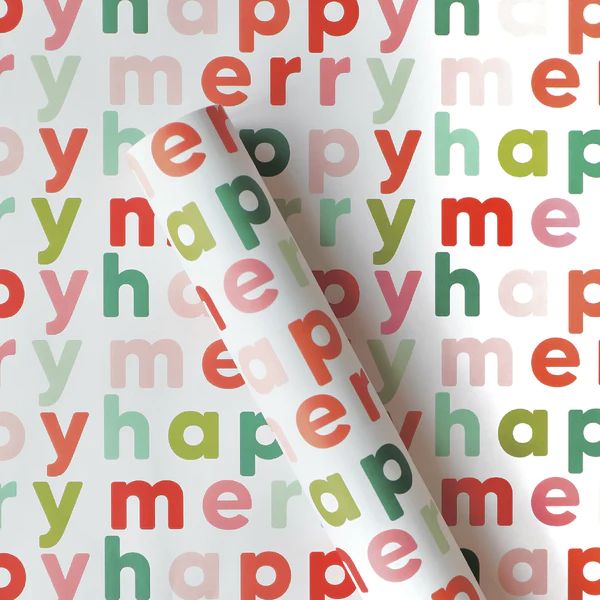 Holiday Gift Wrap - Merry Happy | Joy Creative Shop