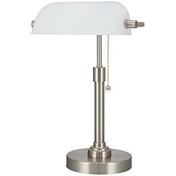 Ravenna Home Classic Straight Banker's Task Desk Lamp with LED Light Bulb, 16"H, Brushed Nickel | Amazon (US)