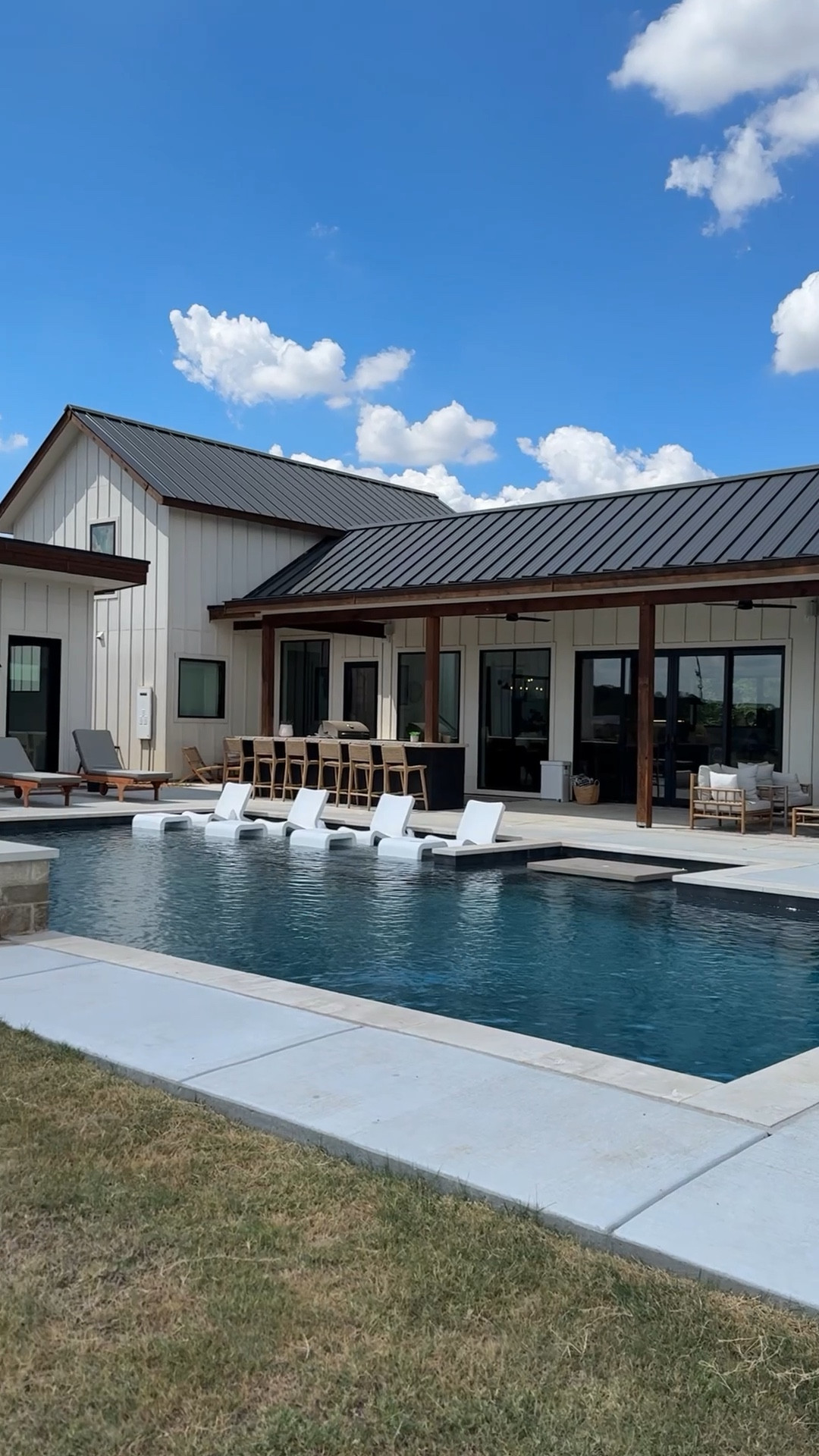 Our backyard pool is truly the heart of our outdoor living space, and it’s designed for both relaxation and fun! The clean lines and modern design create a serene vibe, while the pool ledge is perfect for lounging with Tupelo Goods Line chairs that hold up beautifully to the Texas heat and even snow. Surrounding the pool, we’ve added functional yet stylish pieces like bar stools and lounge chairs to make it a seamless space for entertaining. Whether it’s a quiet morning swim or a family pool party, this space is everything we dreamed of for our home!


#LTKHome #LTKFamily #LTKSeasonal