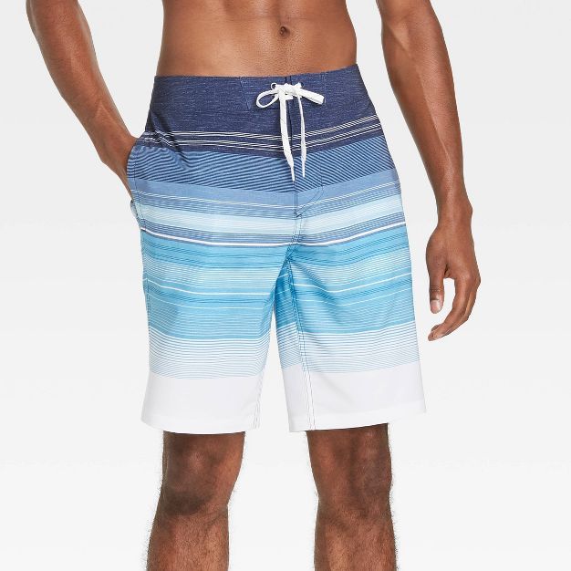 Men's 10" Striped Swim Trunks - Goodfellow & Co™ Atlantic Blue | Target