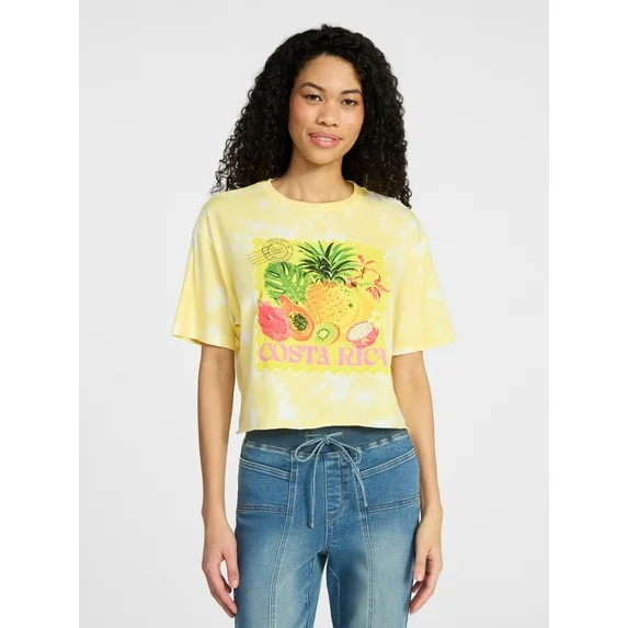 No Boundaries Boxy Cropped Graphic Tee, Women's XXS-XXL | Walmart (US)