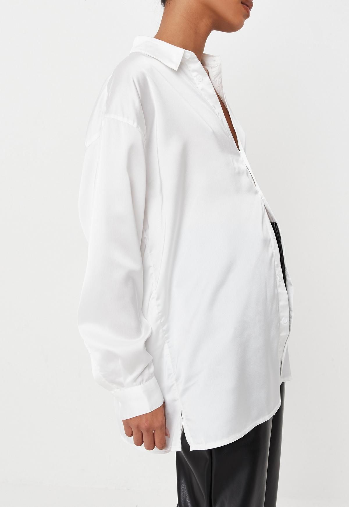 White Extreme Oversized Satin Shirt | Missguided (US & CA)