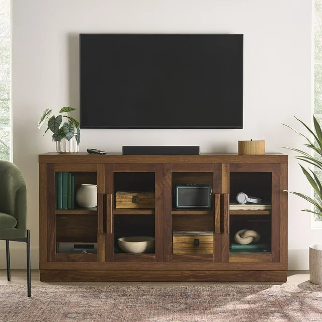 Better Homes & Gardens Ezra TV Stand for TV's up to 70", Warm Walnut finish | Walmart (US)