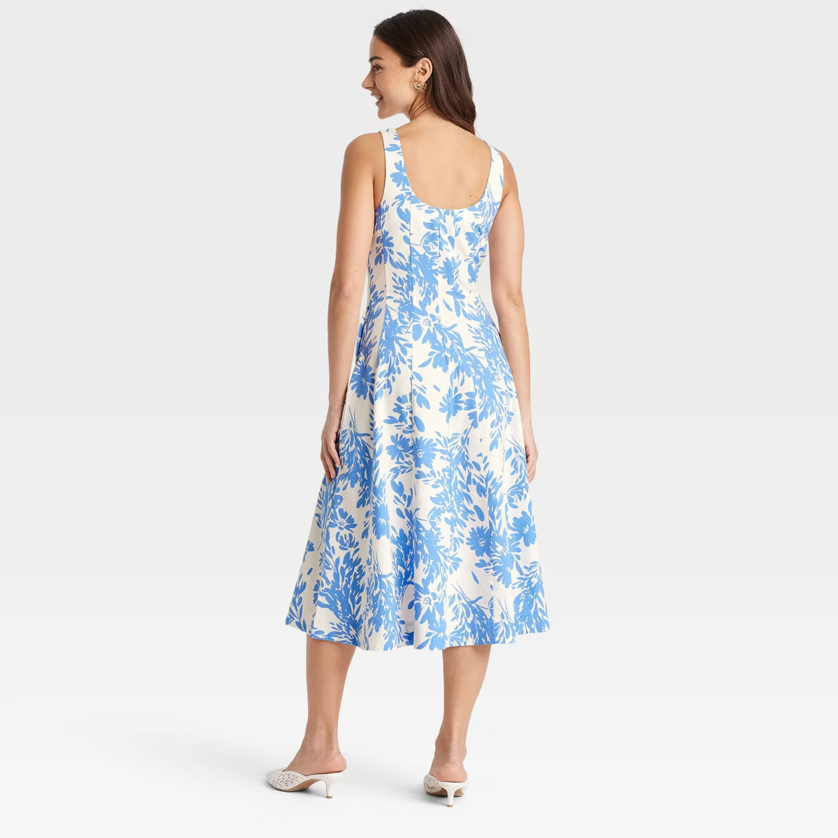 Women's Corset Midi A-Line Dress - A New Day™ Blue Floral 2 | Target