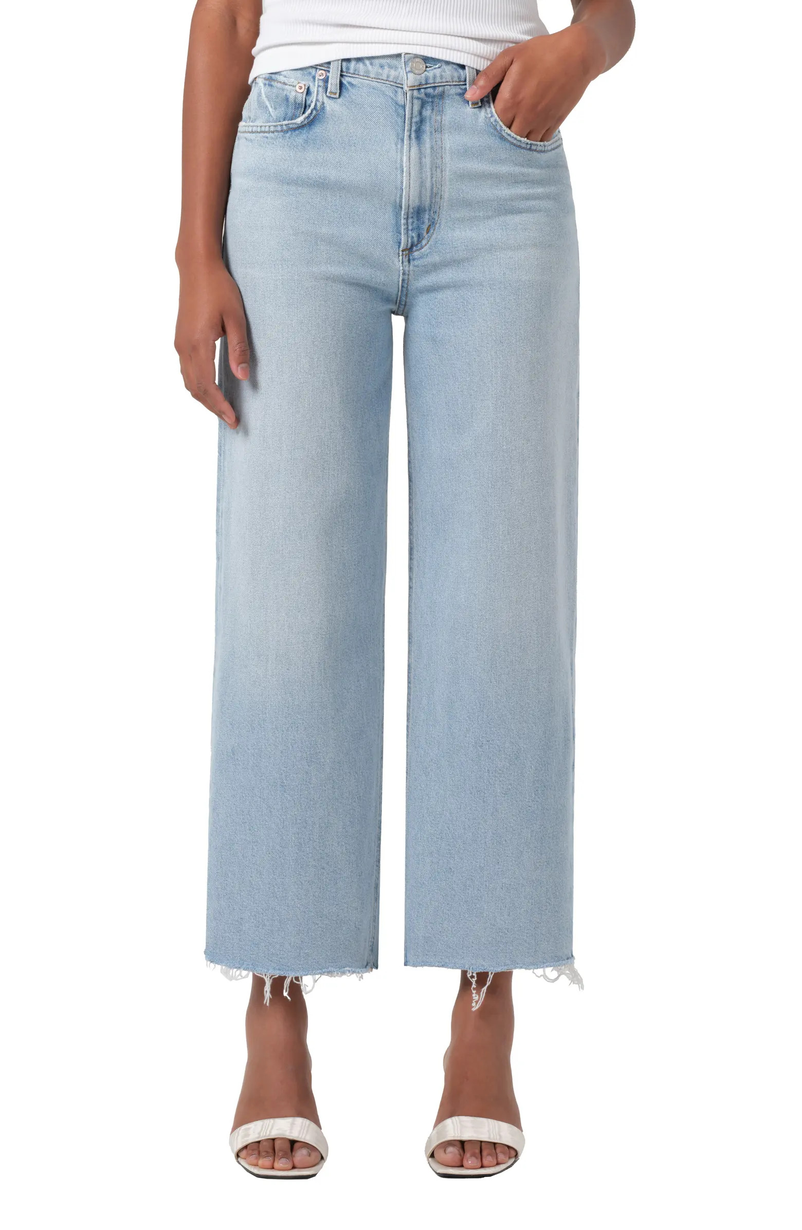 AGOLDE Ren Raw Hem High Waist Ankle Wide Leg Jeans | Nordstrom | Nordstrom