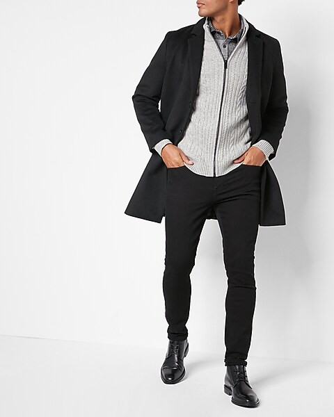 Mixed Cable Knit Mock Neck Zip Sweater | Express