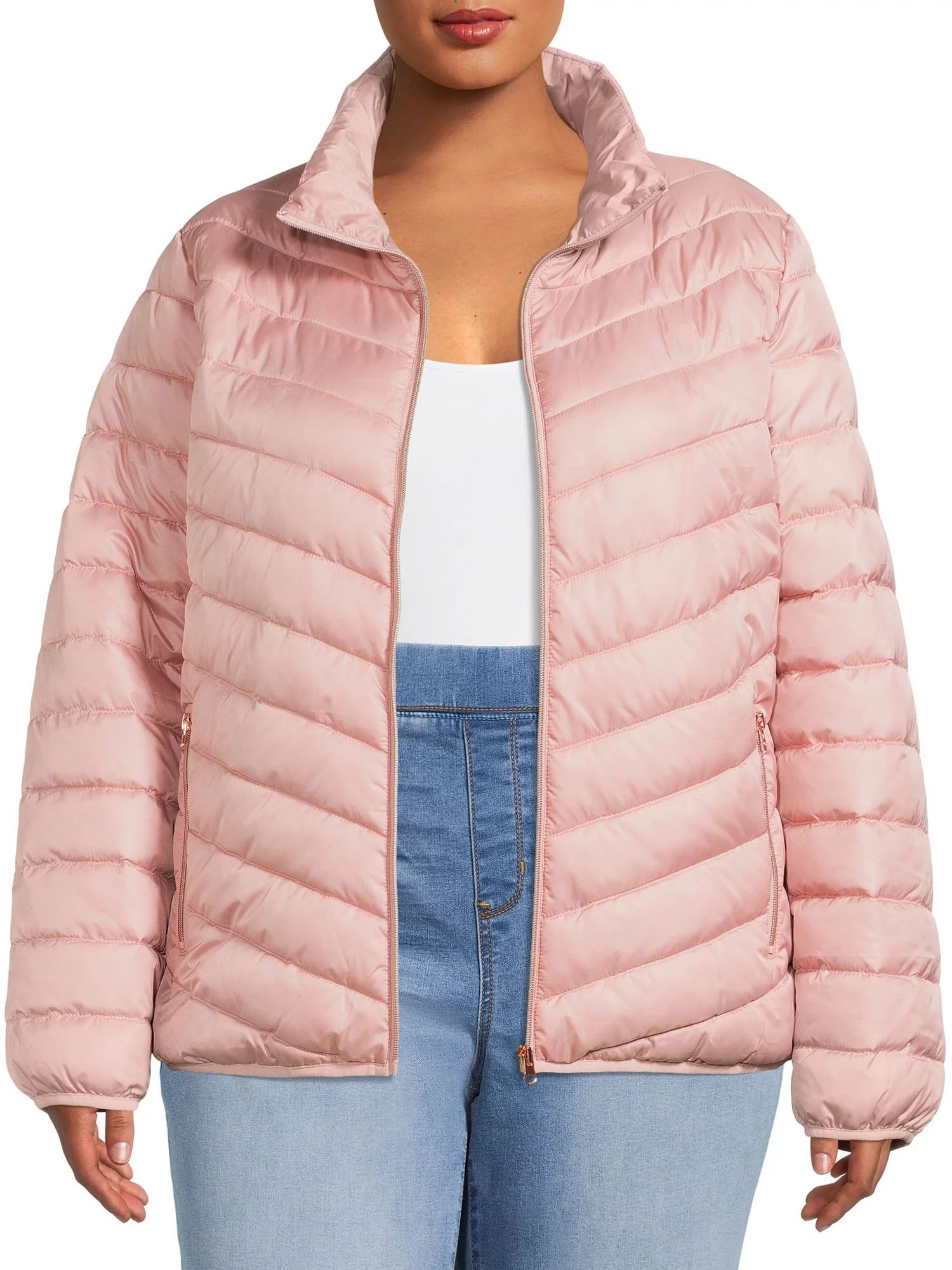 Big Chill Women's Plus Size Packable Puffer Jacket - Walmart.com | Walmart (US)