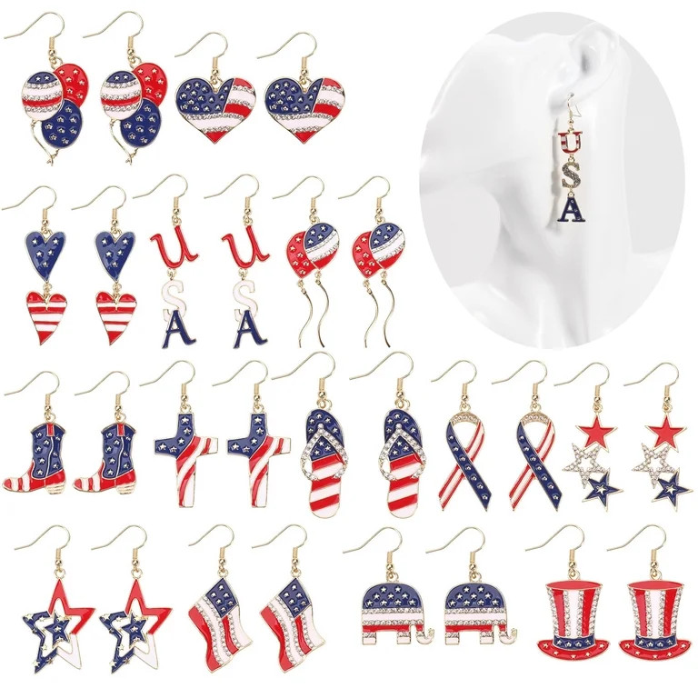 YYKihy Patriotic Metal Earrings USA Independence Day American Flag Earrings 4th Of July Earrings ... | Walmart (US)