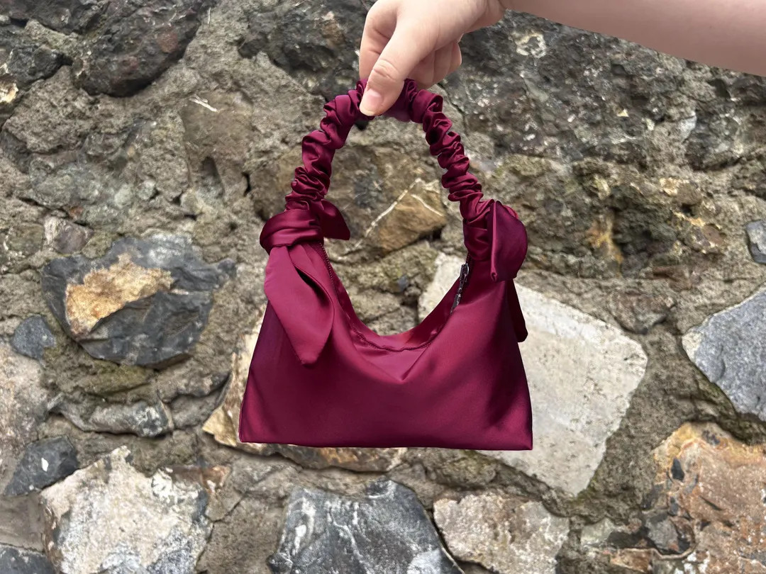 Small Satin Evening Wedding Prom Purse bag, Simple Small Satin Elegant Bag - Wine Color | Etsy (US)