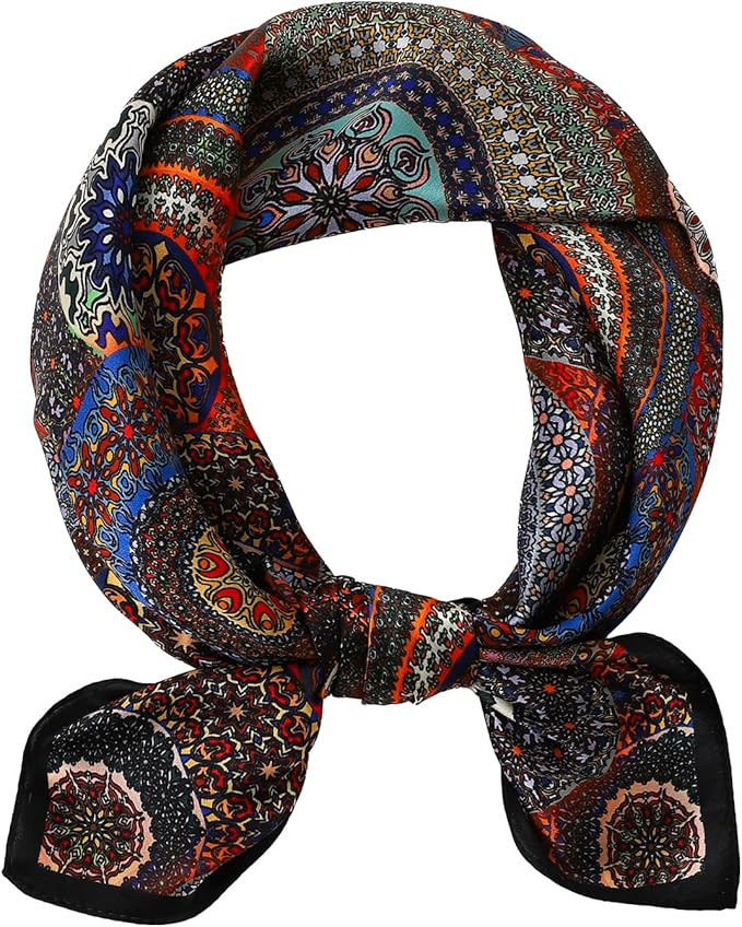 100% Pure Mulberry Silk Square Scarf-27''x27"Lightweight Hair Scarves Headscarf Night Sleeping wi... | Amazon (US)