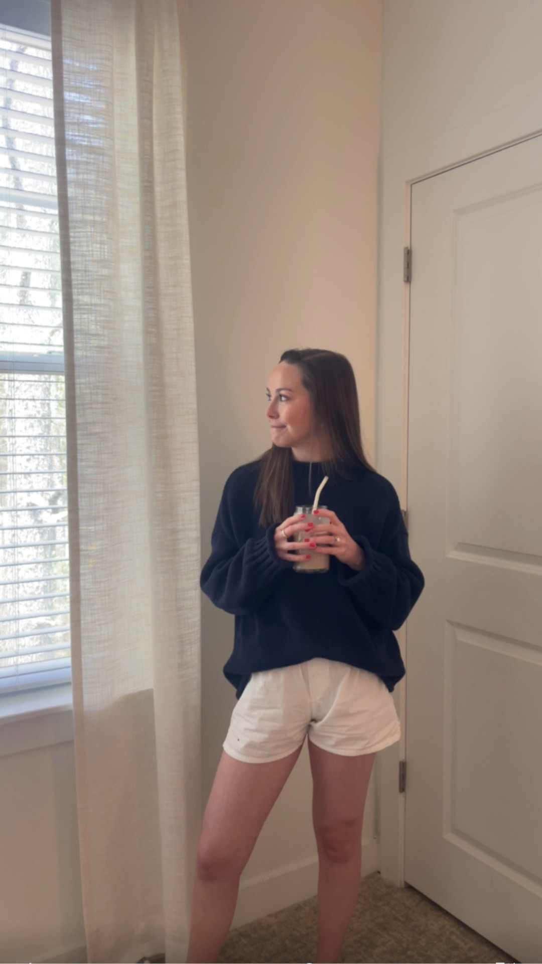 a realistic WFH outfit formula that never fails ☕️👩🏻‍💻 I love pairing a cozy oversized sweater with a comfy pair of boxer shorts - wearing my usual XS in both pieces! 

#LTKgrwm #LTKootd #LTKmorningroutine