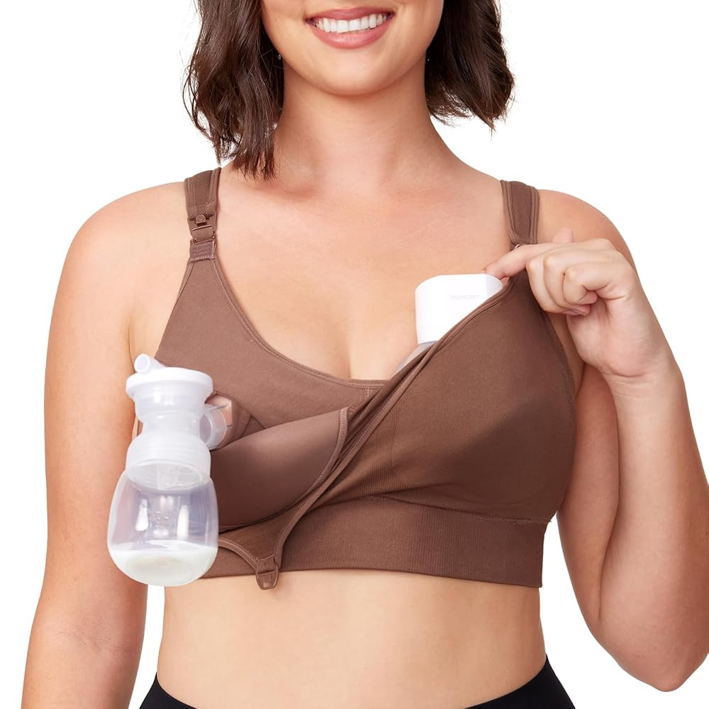 Momcozy Pumping Bra Hands Free, All-in-One Nursing Bras for Breastfeeding & Pumping, Fixed Paddin... | Amazon (US)