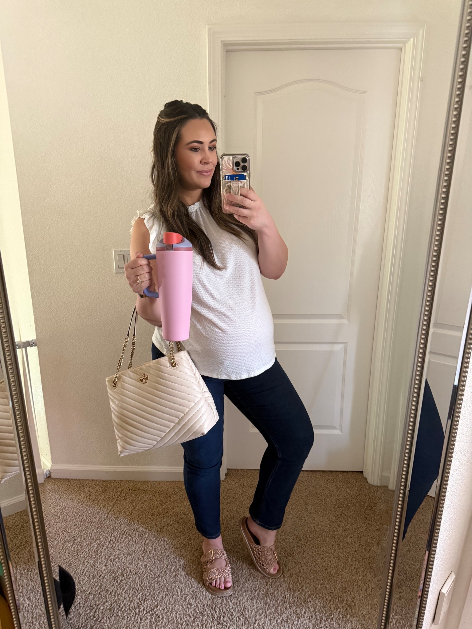 Current favorite - these maternity jeans from Amazon, my 40oz owala with a handle and these sandals from target! 
Maternity jeans are super stretchy, started wearing them at 14 weeks and they still fit today at 39 weeks pregnant. Wearing a size large - comes in 4 washes. 
Sandals run true to size and are a great designer dupe!


#LTKStyleTip #LTKBump #LTKShoeCrush
