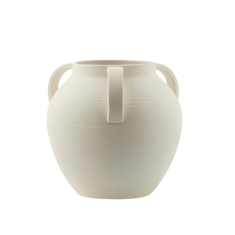 Home Decor Collection 8'' White Matte Textured Ceramic Stoneware Vase with Handles | Walmart (US)