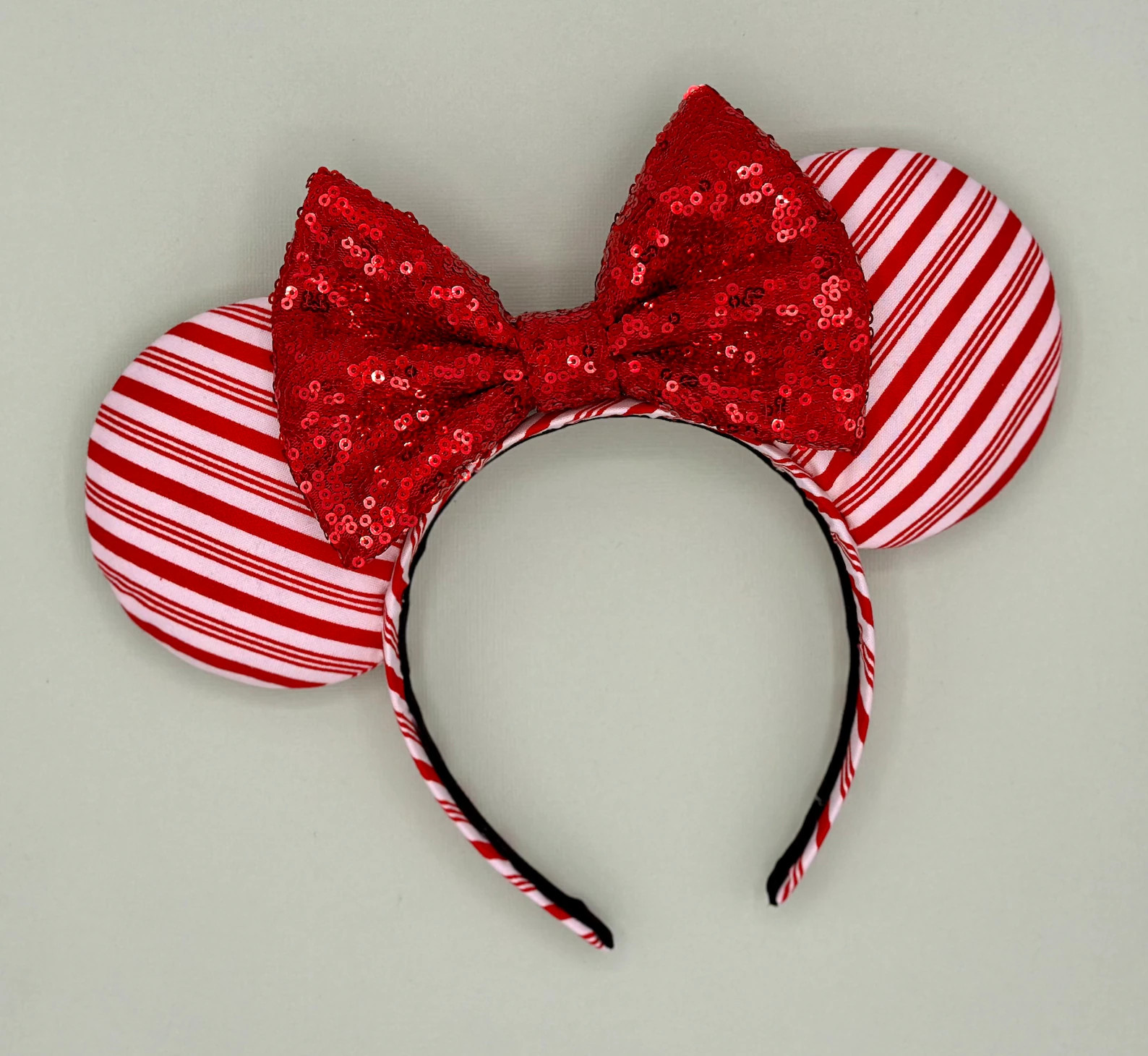 Candy Cane Christmas Mouse Ears | Headband Mouse Ears | Christmas Minnie Ears | Holiday Ears | Etsy (Global)