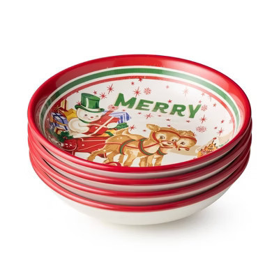 Certified International (Set of 4) 38oz Santa's Retro Christmas Soup Bowls | Target