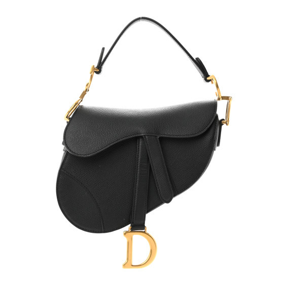 Grained Calfskin Mini Saddle Bag With Strap Black | FASHIONPHILE (US)