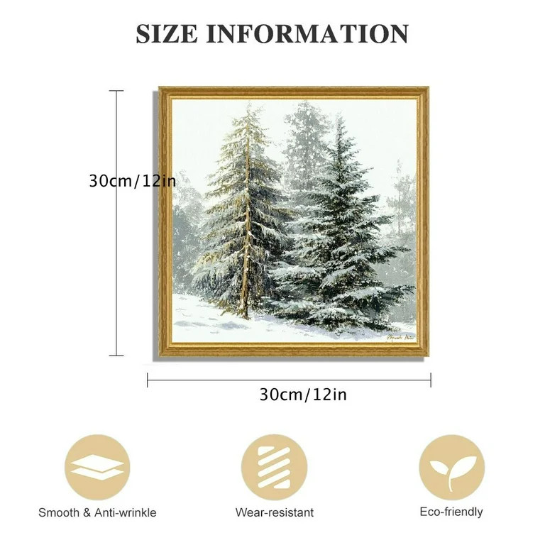 NIJIANKEHAN  Framed Canvas Wall Art Print Vintage Wooded Holiday Trees in Snow, unFrame | Walmart (US)