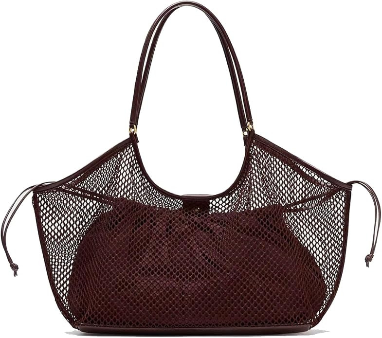 Crochet Tote Bag Women large beach mesh bag Pool Shoulder Handbags Summer Travel Purse Picnic fit... | Amazon (US)