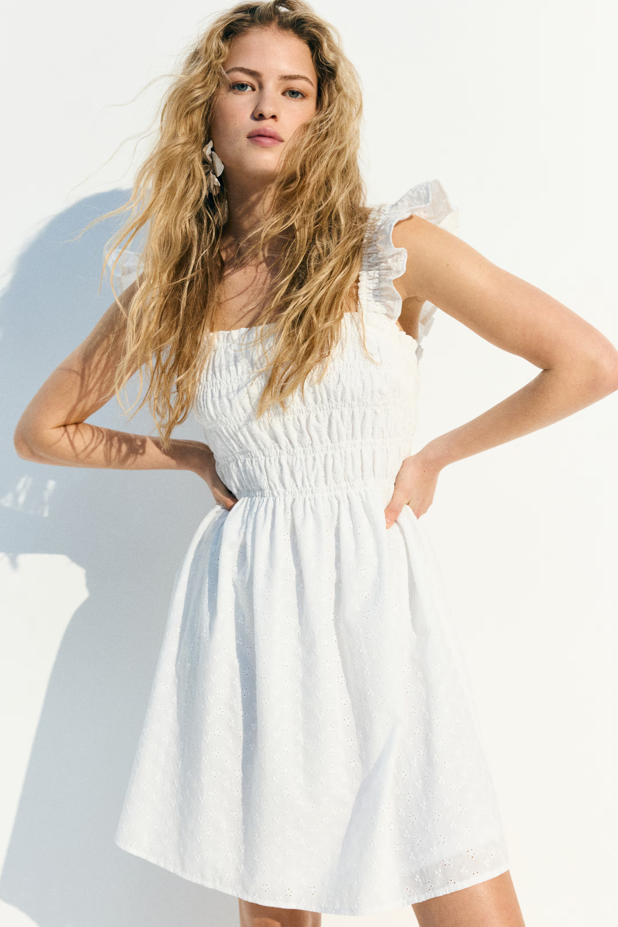 Smocked Dress with Eyelet Embroidery | H&M (US + CA)
