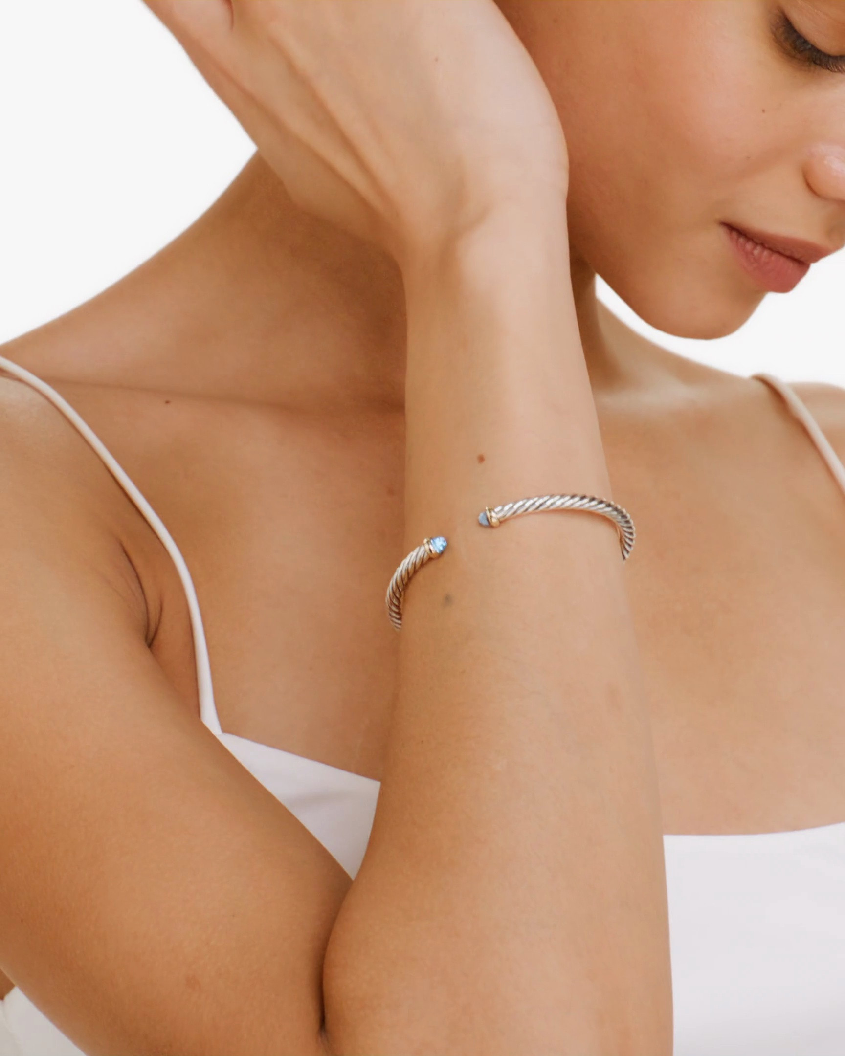 David Yurman Cable Flex Bracelet in Sterling Silver with 14K Yellow Gold, 4mm | Nordstrom | Nordstrom