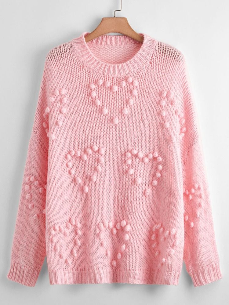 Plus Pom Pom Drop Shoulder Oversized Sweater | SHEIN