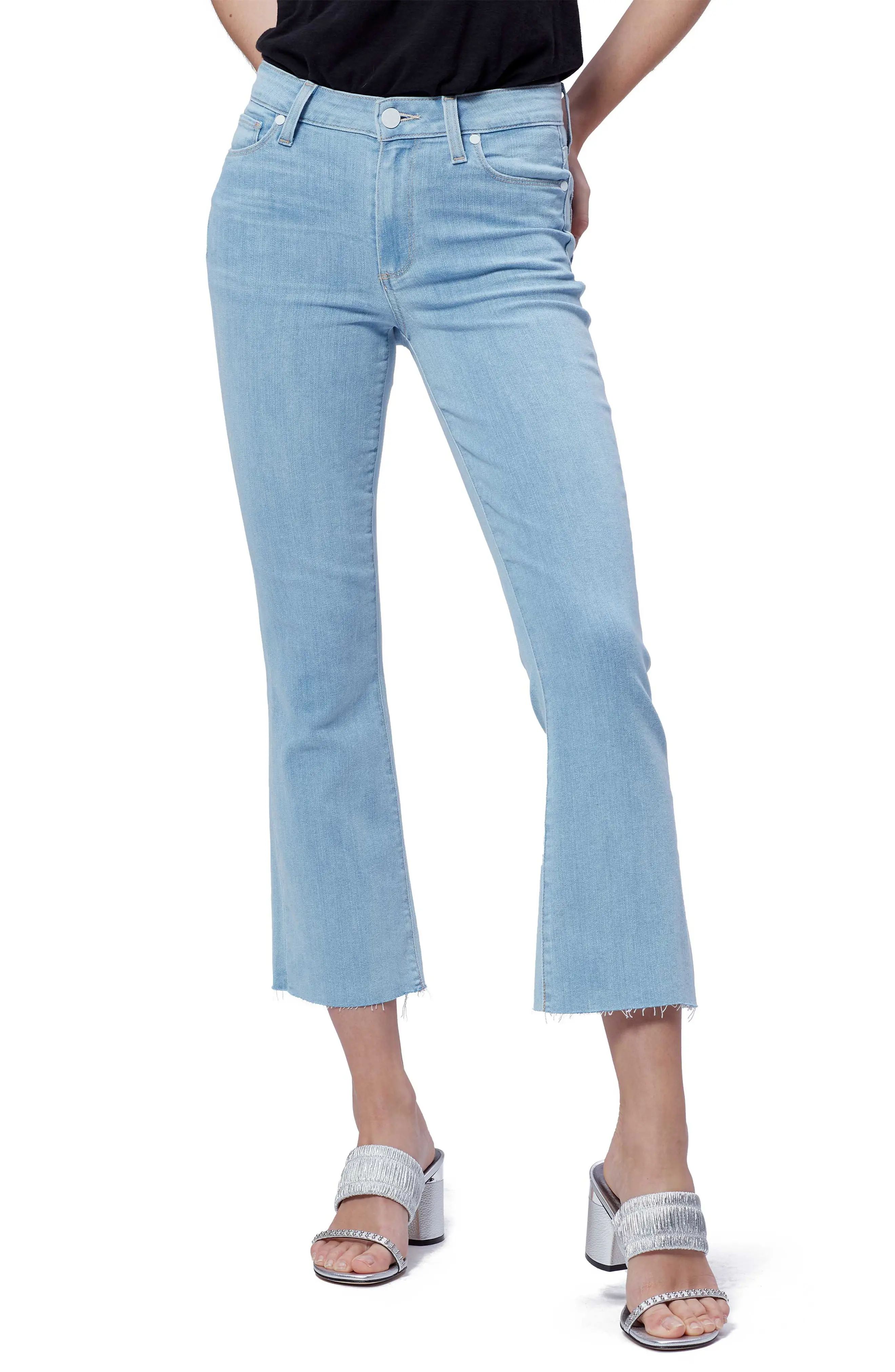 PAIGE Colette High Waist Raw Hem Crop Flare Jeans (Elio) | Nordstrom