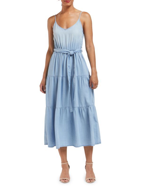 Barbados Belted Tiered Midi Dress | Saks Fifth Avenue OFF 5TH