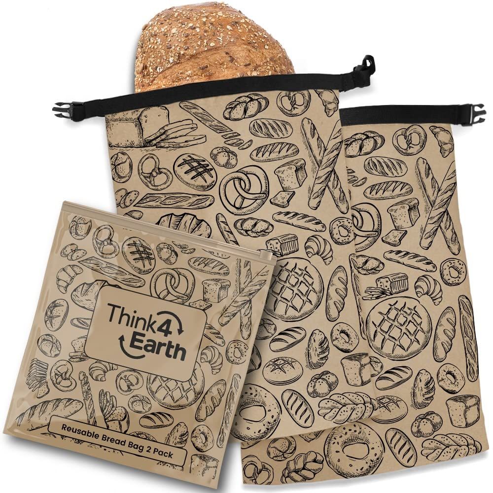 THINK4EARTH - 2 Packs Bread Bags, Bread Bags for Homemade Bread Loaf, Freezer Bread Storage Bag, ... | Amazon (US)