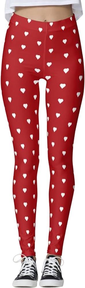 Women's Valentine Tights Leggings Love High Waist for Women Workout Skinny Pant Heart Print Sport... | Amazon (US)