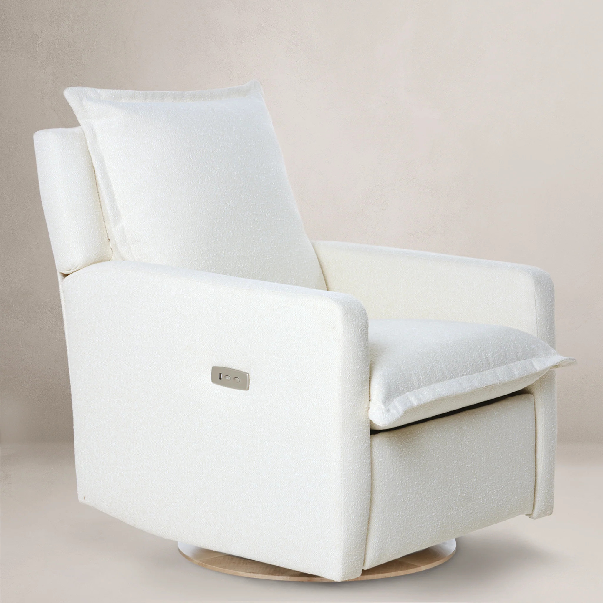 Flynn – Gliding Swivel Nursery Recliner - High Performance Bouclé Oyster | Oilo Studio