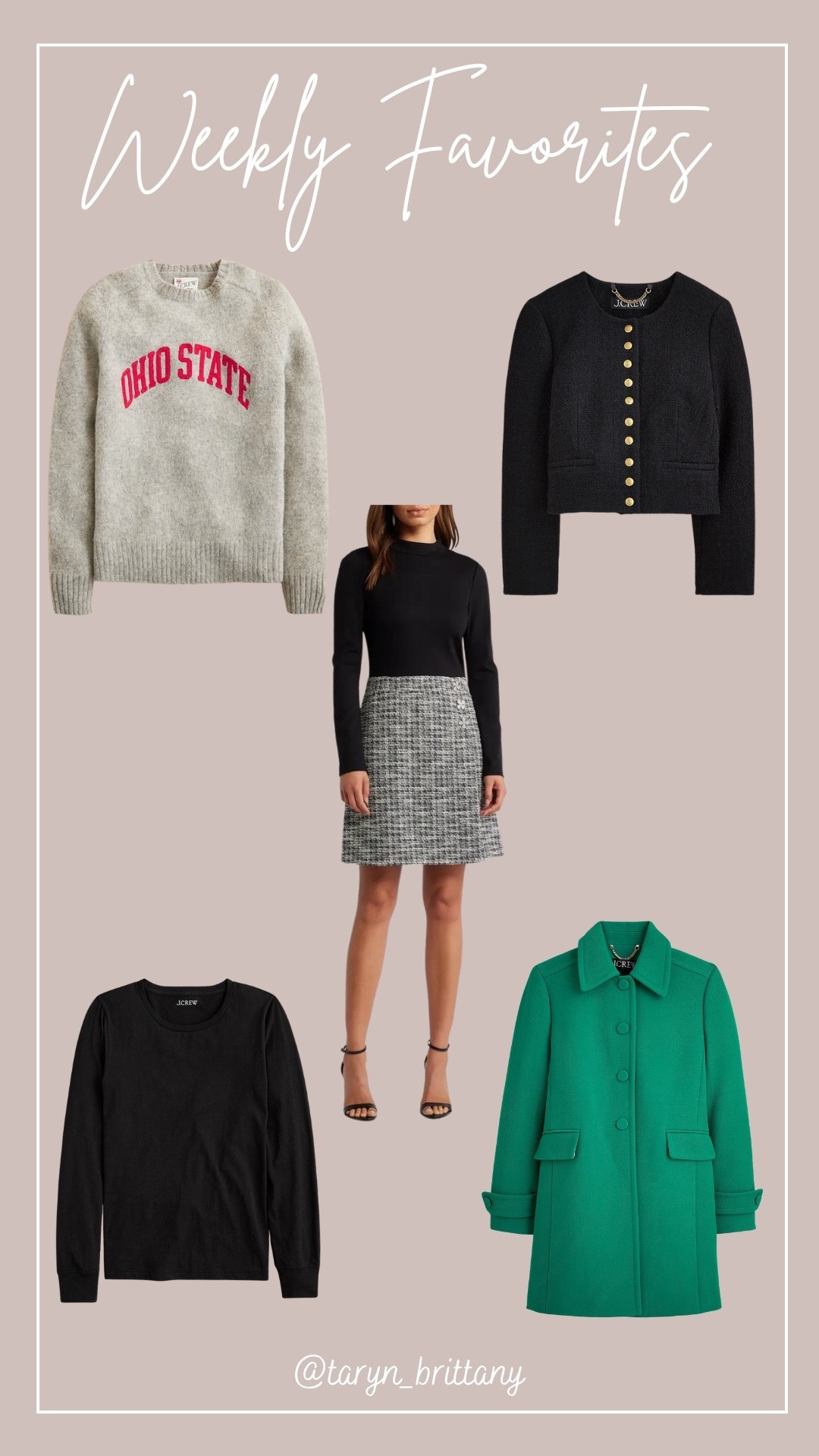Weekly favorites/best sellers 💚

Ohio state sweater 
Black lady jacket 
Work dress 
Black long sleeve T-shirt
Green winter coat 

#LTKHoliday #LTKSaleAlert #LTKSeasonal