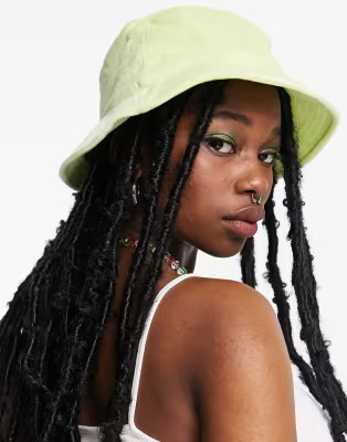 ASOS DESIGN velour bucket hat in lime | ASOS (Global)