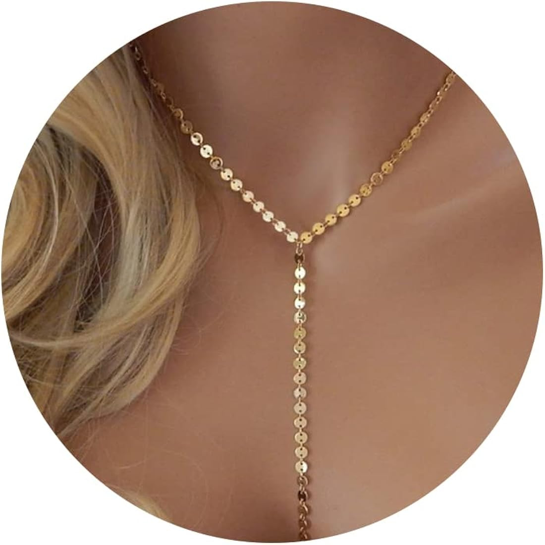 CHESKY Dainty Long Gold Necklaces for Women, Trendy Lariat Y Necklace 14k Gold Plated Layered Bea... | Amazon (US)