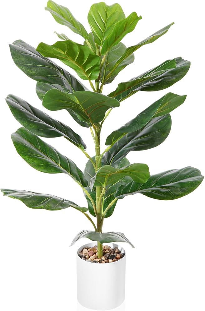 CROSOFMI 30" Artificial Fiddle Leaf Fig Tree/Fake Ficus Lyrata Plant with 21 Leaves Faux Plants i... | Amazon (US)