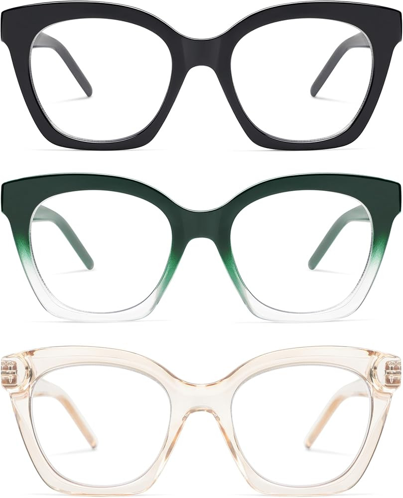 AMOMOMA Trendy Square Reading Glasses for Women, Stylish Cat Eye Blue Light Blocking Readers AM61... | Amazon (US)