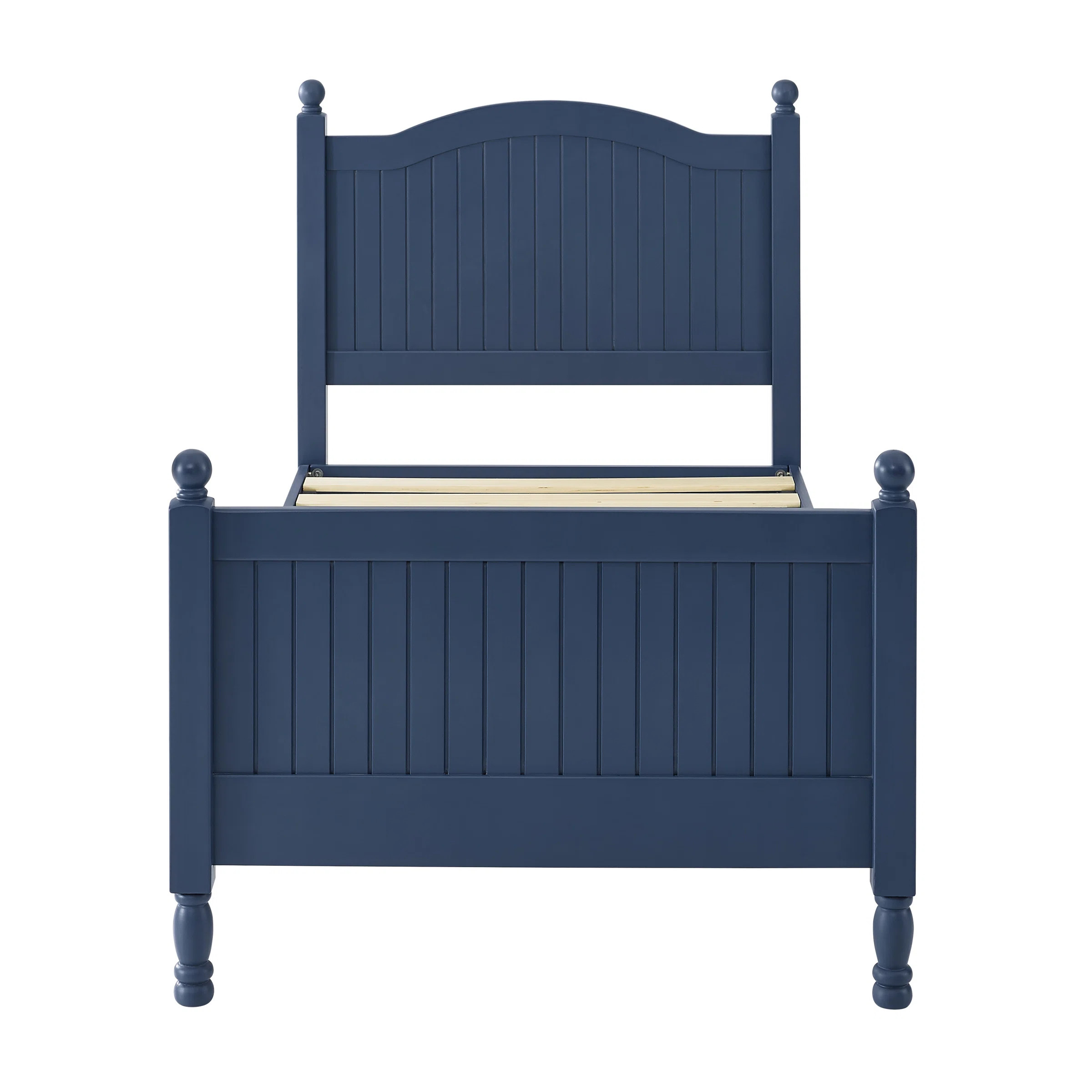 Rosalind Wheeler Wooden Twin Bed Frame with Headboard & Footboard Designed with Classic Ball Fini... | Wayfair North America