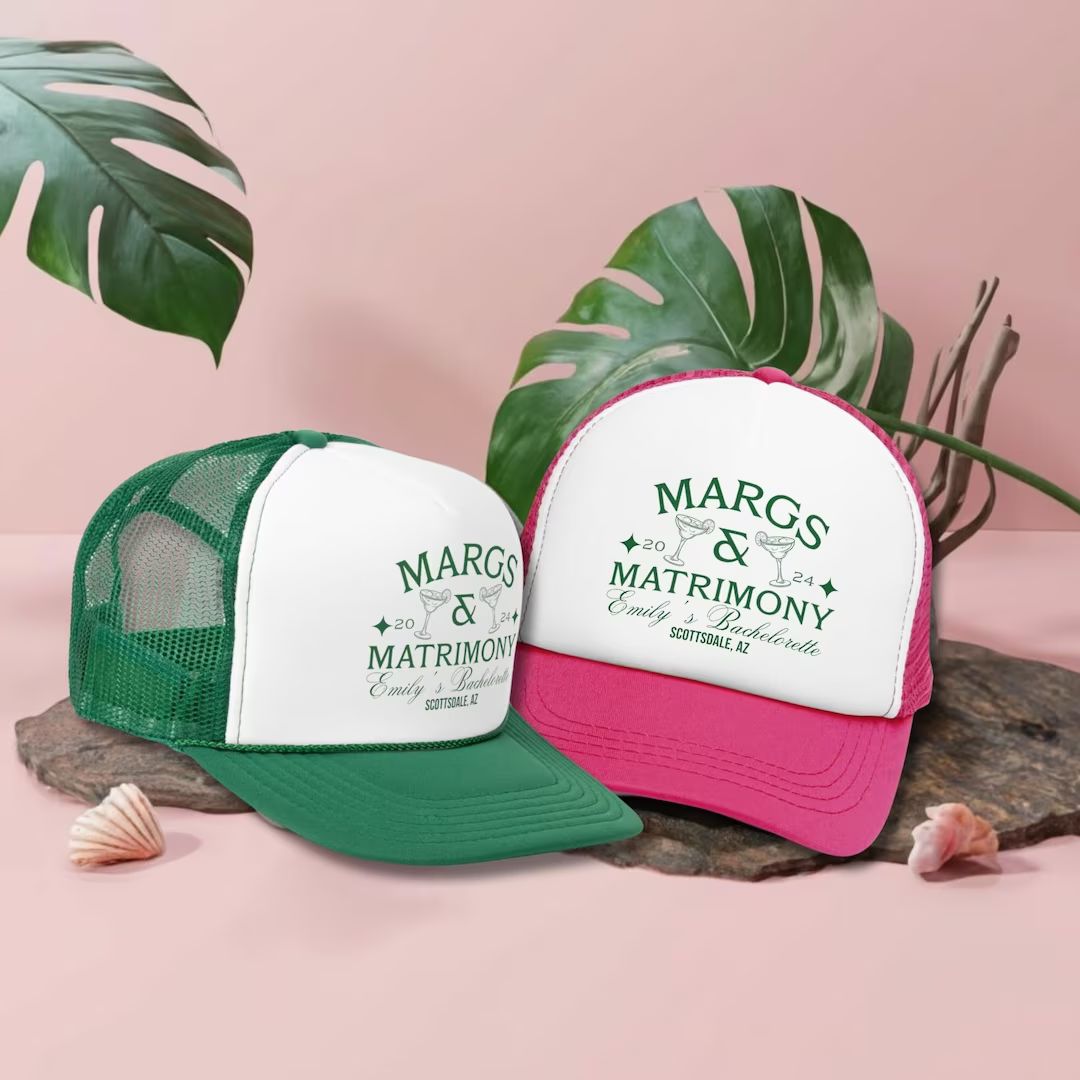 Margs and Matrimony Scottsdale Bachelorette Party Trucker Hats, Custom Margaritas & Matrimony Cap... | Etsy (US)