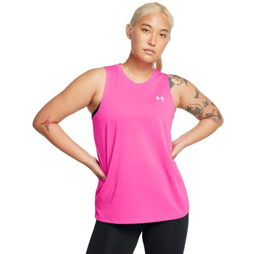 Under Armour Womens Tech Tank Top, (652) Rebel Pink / / White, Large | Amazon (US)