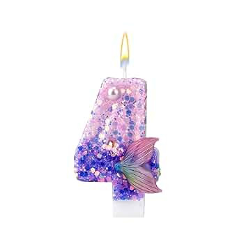 Mermaid Birthday Candles, Pink Purple Number Candles Mermaid Tail Birthday Decorations Cake Toppe... | Amazon (CA)
