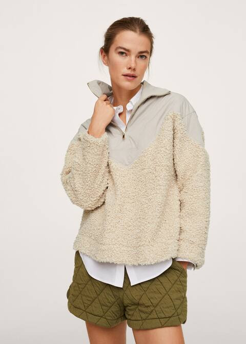 Kombi-Sweatshirt mit Kunstshearling | MANGO (DE)